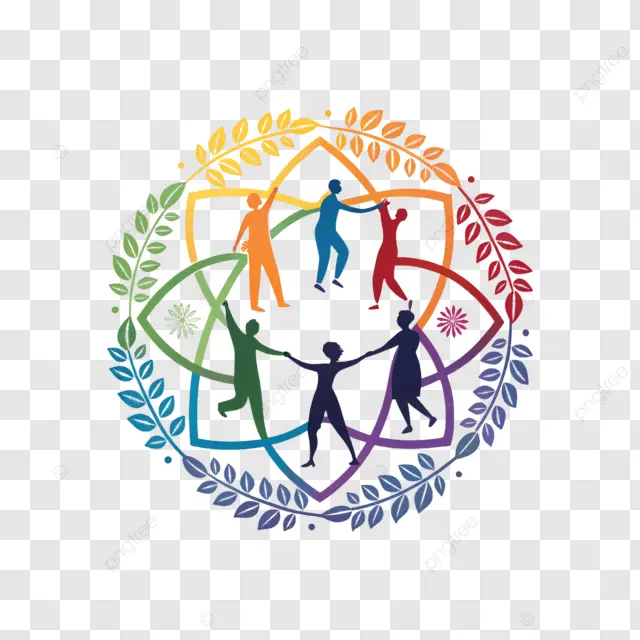 pngtree colorful human figures holding hands circle logo for community unity png image 17372243